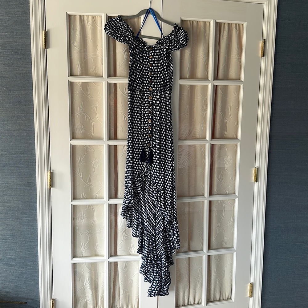 Tiare Hawaii boho maxi dress. One size. Blue and white print